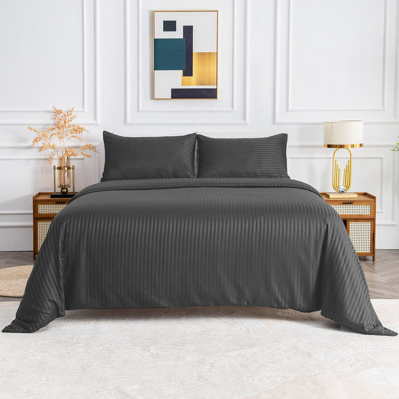 Linenova Brushed Microfibre Striped Quilt Cover Set