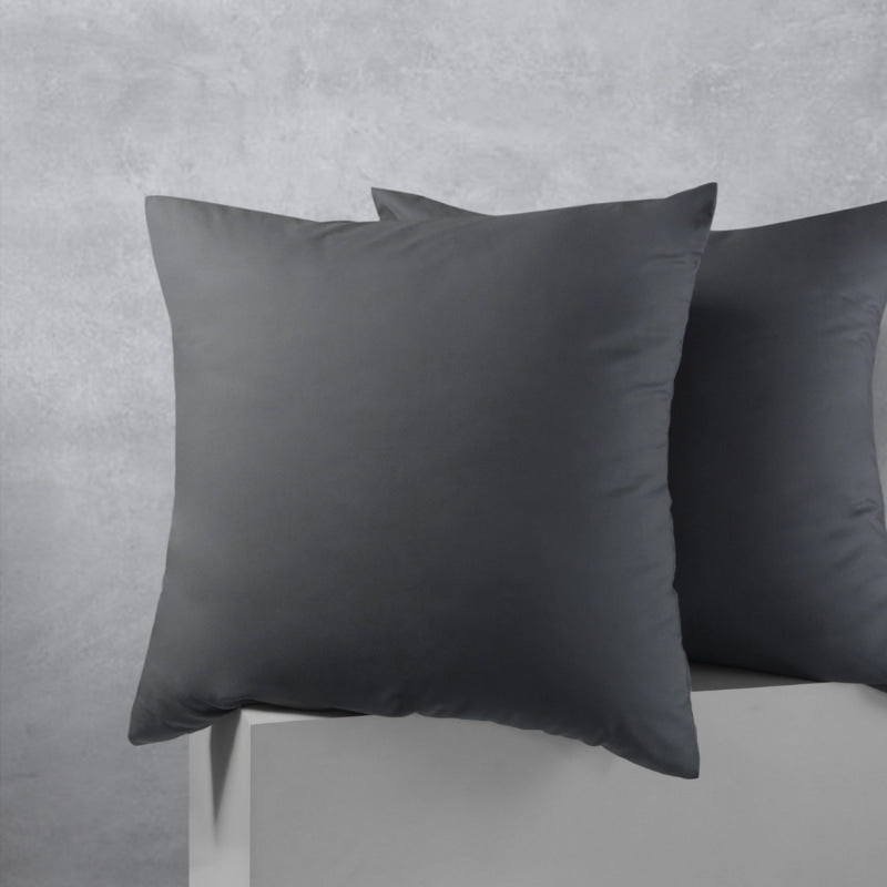 Accessorize European Cotton Polyester Charcoal Pillowcases Set of 2 (6721564409900)