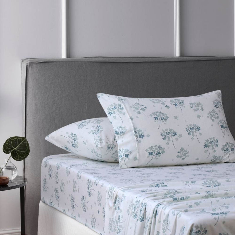Accessorize Flower Bunch Light Blue Cotton Flannelette Sheet Set (6826342154284)