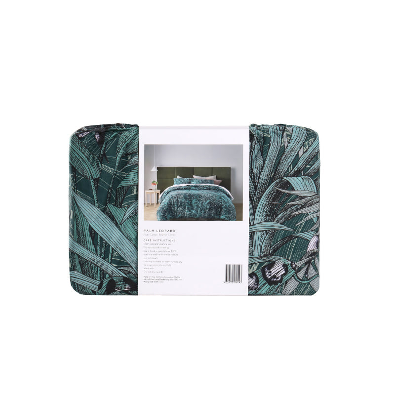 Accessorize Palm Leopard Digital Printed Cotton Green Quilt Cover Set (6721395130412)