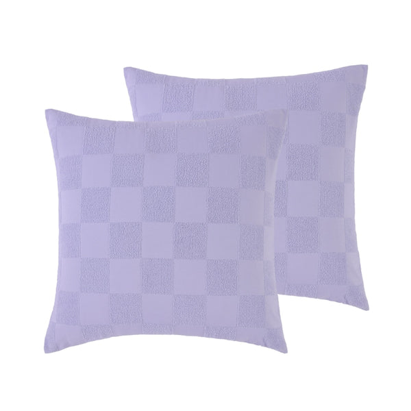 alt="A european pillowcase designed with a chenille classic grid pattern"