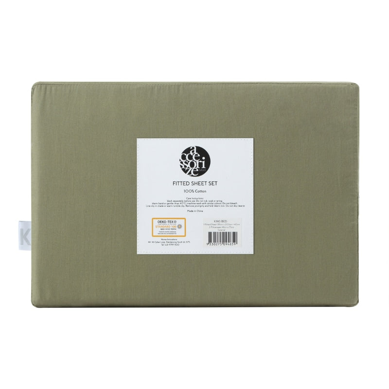 Accessorize Washed Cotton Fitted Sheet and Pillowcase Set (6985268035628)