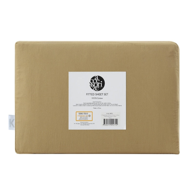 Accessorize Washed Cotton Fitted Sheet and Pillowcase Set (6985268035628)
