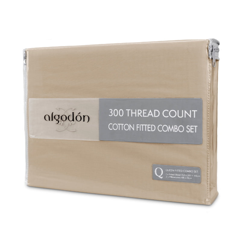 Algodon 300 Thread Count Cotton Fitted Combo Set (6649848791084)