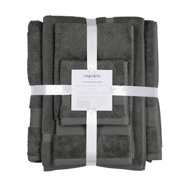 Algodon St Regis Collection 5 Piece Charcoal Towel Pack