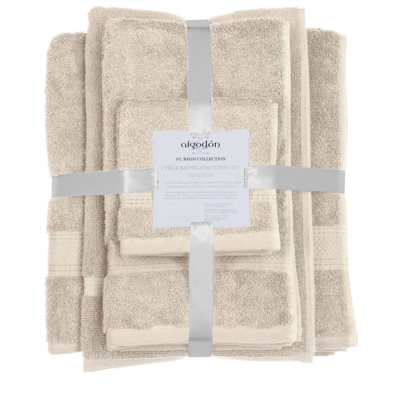 Algodon St Regis Collection 7 Piece Stone Towel Pack Australia