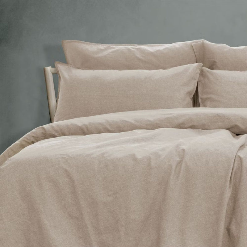Ardor Boudoir Embre Linen Look Washed Cotton Warm Grey Quilt Cover Set (6903473471532)
