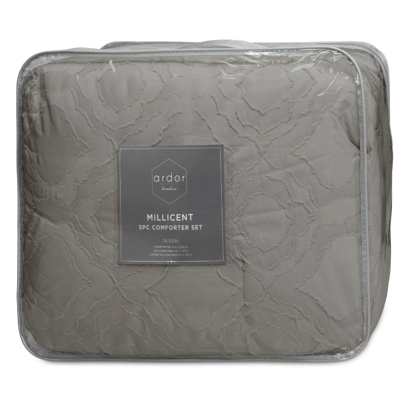 Ardor Boudoir Millicent Storm Grey 5 Piece Comforter Set