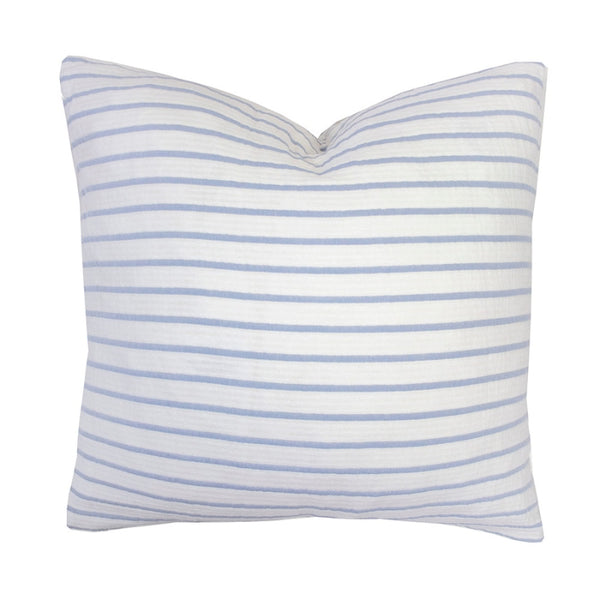 alt="Striped white and blue cushion"