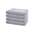 alt="Four beautiful, soft light grey cotton hand towels"