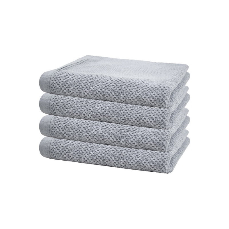 alt="Four beautiful, soft light grey cotton hand towels"