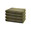 alt="Four beautiful, soft green cotton hand towels"