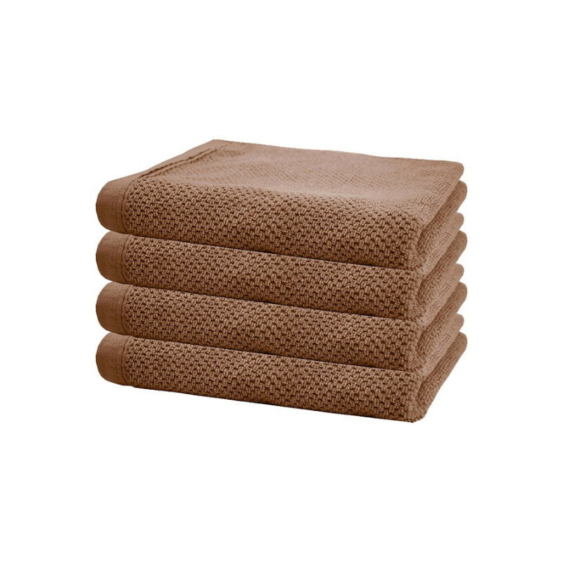 alt="Four beautiful, soft brown cotton hand towels"