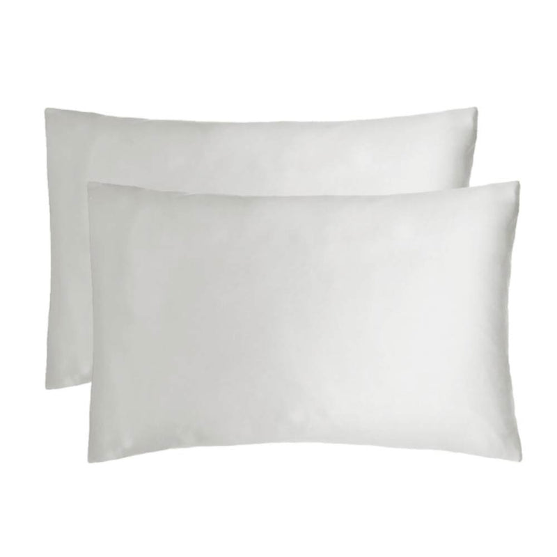 alt="A pair of satin silver bamboo satin pillowcase."