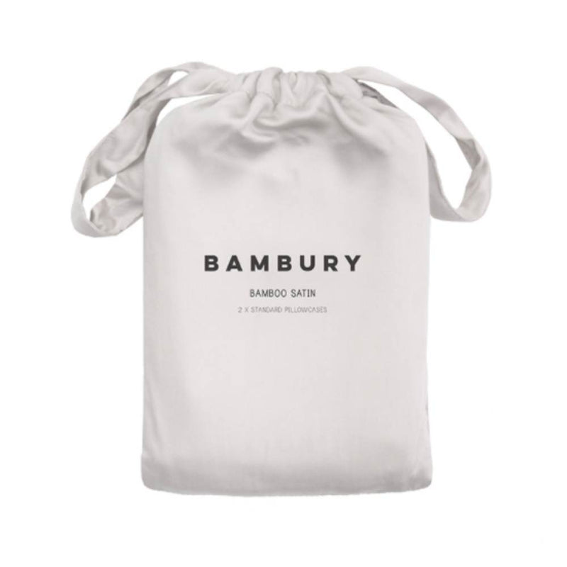 alt="A bamboo satin white pillowcase bag."