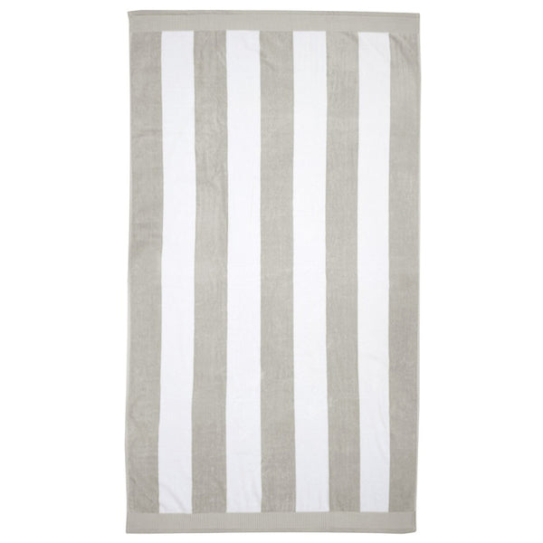 alt="Grey and white striped beach towel"