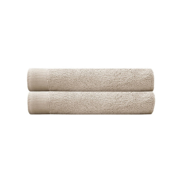 alt="Two beautiful, soft natural cotton bath towels"