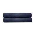 alt="Two beautiful, soft navy cotton bath sheets"