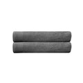 alt="Two beautiful, soft grey cotton bath towels"