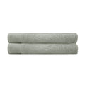 alt="Two beautiful, soft sage green cotton bath sheets"