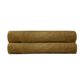 alt="Two beautiful, soft tobacco yellow cotton bath sheets"