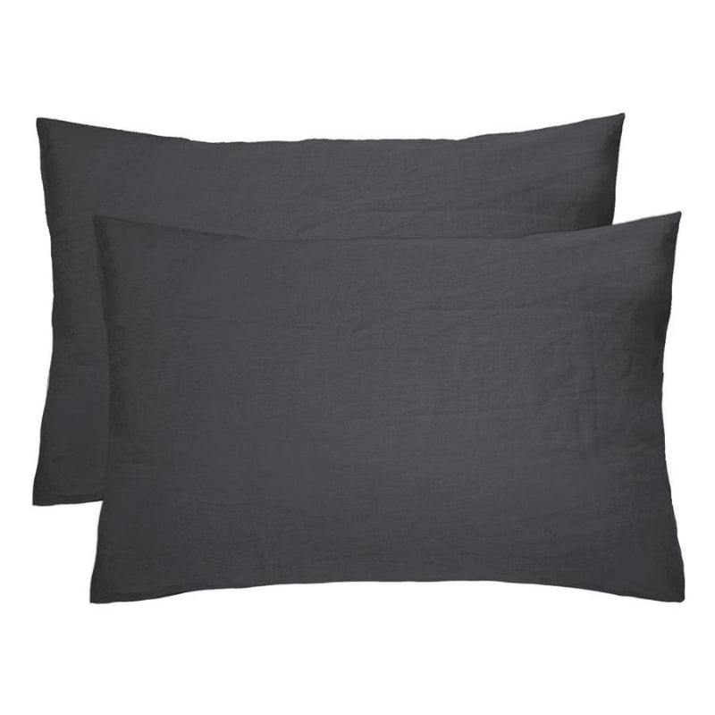 Bambury French Flax Linen Charcoal Pillowcase Pair (6618719780908)
