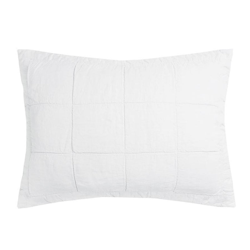 Bambury French Flax Linen Ivory Quilted Pillow Sham (6618722959404)