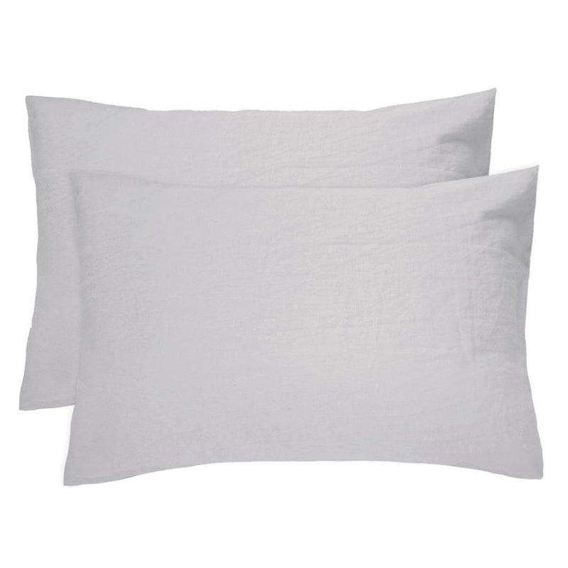 Bambury French Flax Linen Silver Pillowcase Pair (6618721681452)