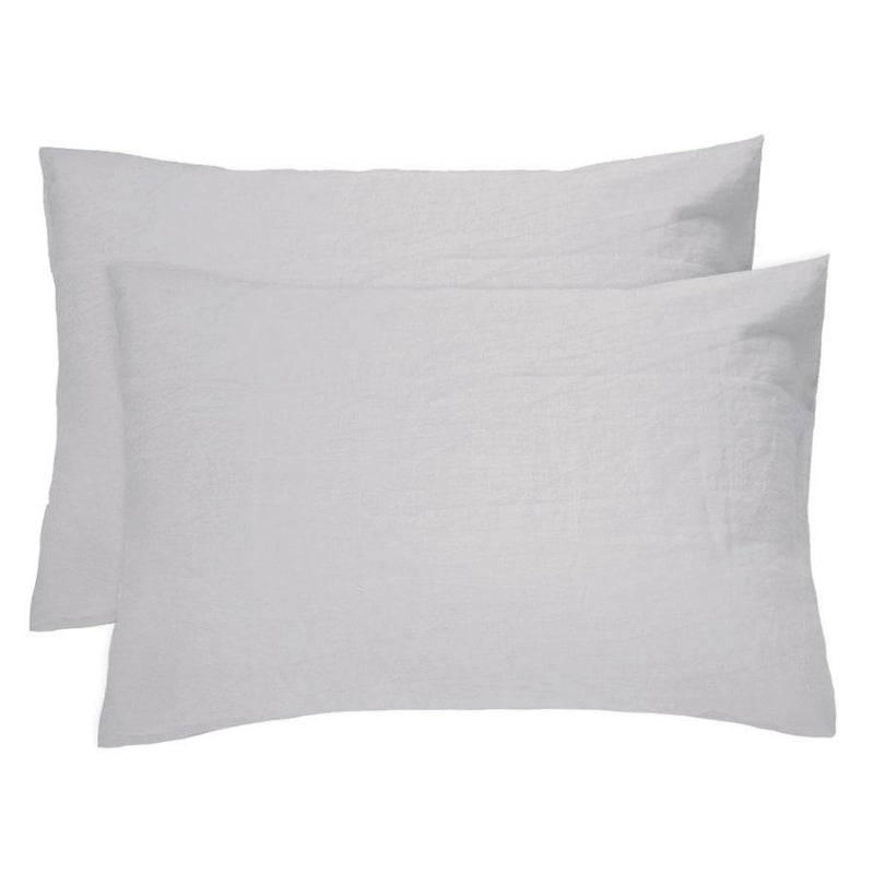 Bambury French Flax Linen Silver Pillowcase Pair (6618721681452)