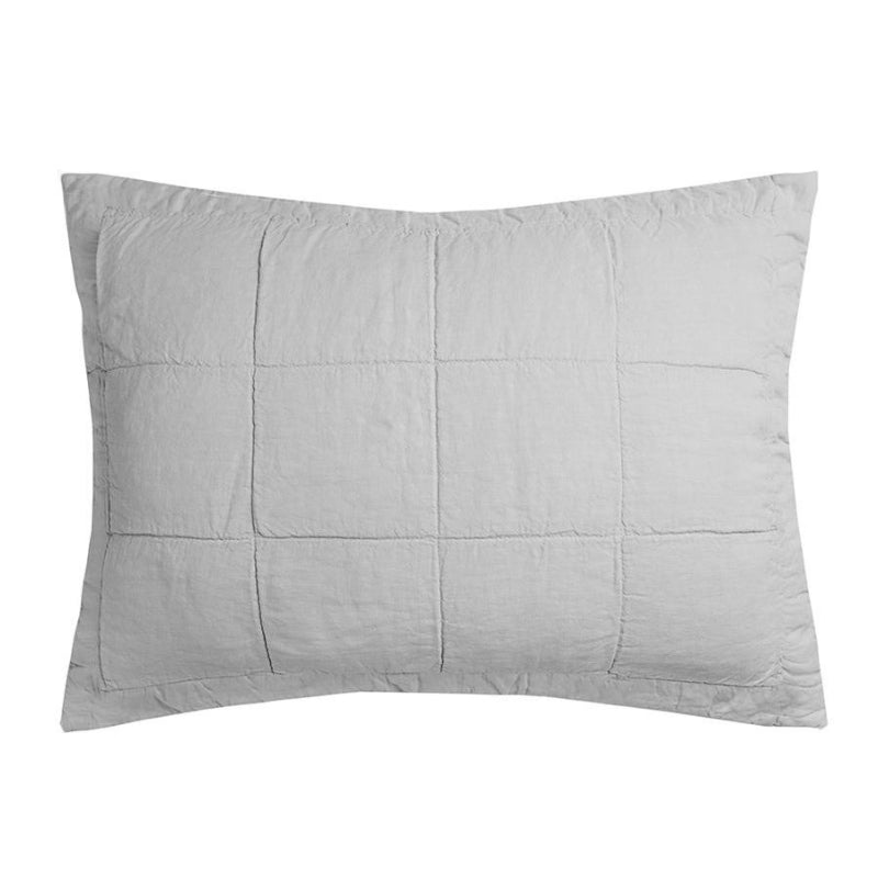 Bambury French Flax Linen Silver Quilted Pillow Sham (6618723057708)