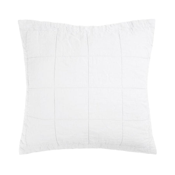 Bambury French Flax Linen Quilted Ivory European Pillow Sham (6619365867564)