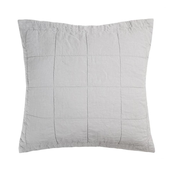 Bambury French Flax Linen Quilted Silver European Pillow Sham (6619368063020)