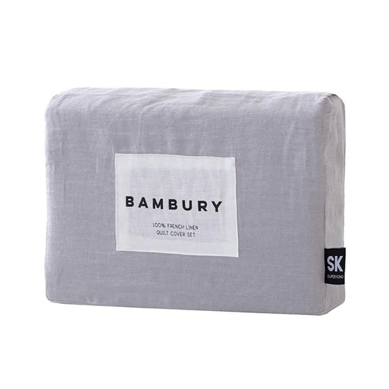 Bambury French Linen Silver Quilt Cover Set (6618799538220)