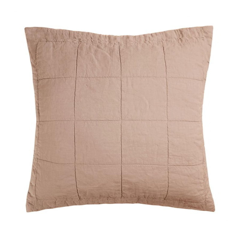 Bambury French Flax Linen Quilted Tea Rose European Pillow Sham (6619368161324)
