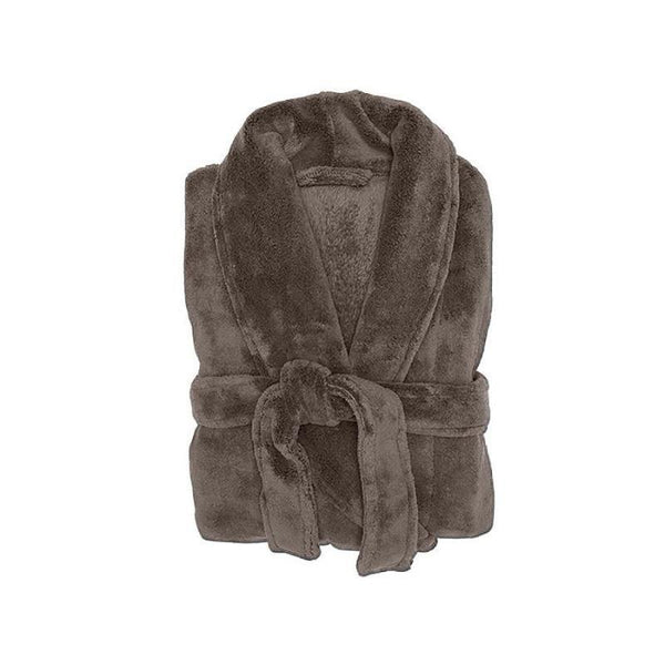 Ultra-soft and comfortable brown robe, great for staying warm in colder season and made from 100% polyester coral fleece.