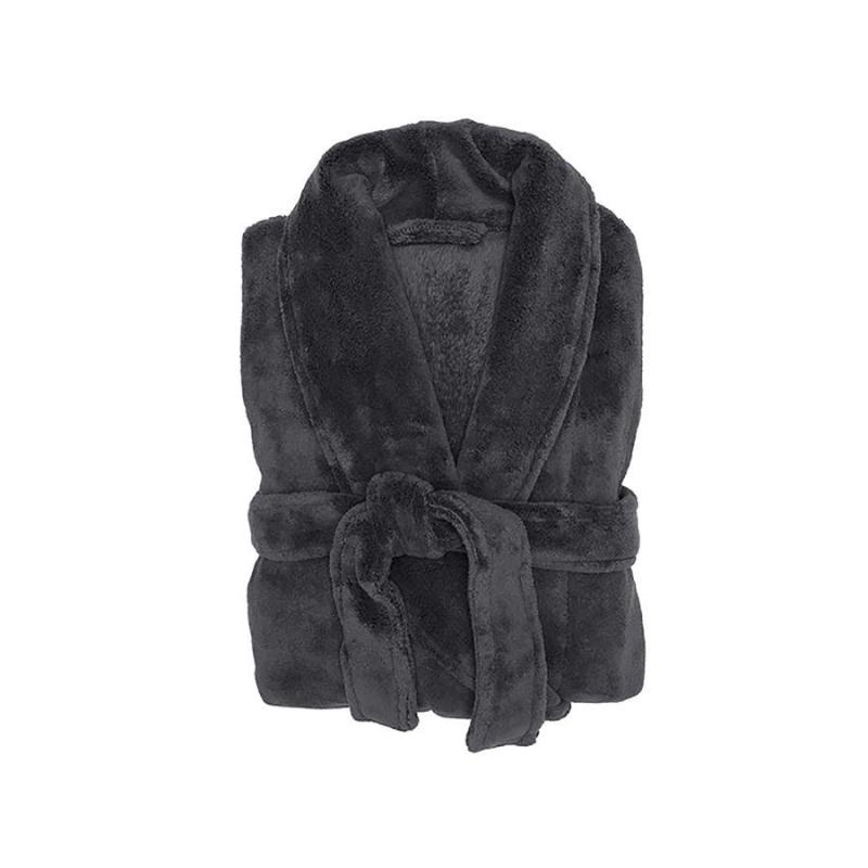 Ultra-soft and comfortable charcoal robe, great for staying warm in colder season and made from 100% polyester coral fleece.