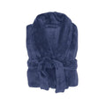 Ultra-soft and comfortable blue robe, great for staying warm in colder season and made from 100% polyester coral fleece.