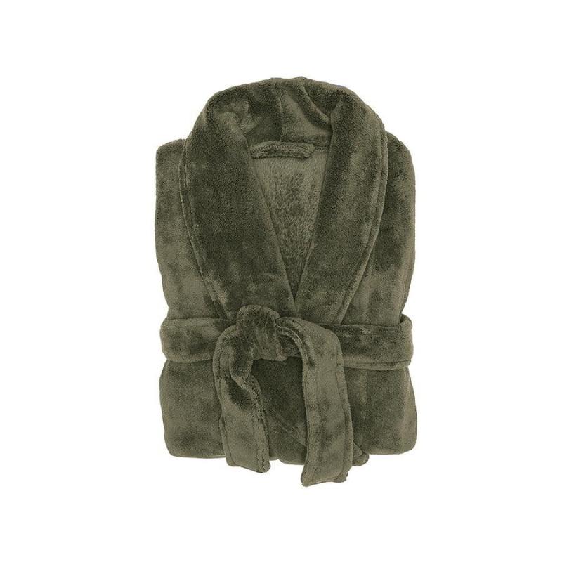 Ultra-soft and comfortable green robe, great for staying warm in colder season and made from 100% polyester coral fleece.