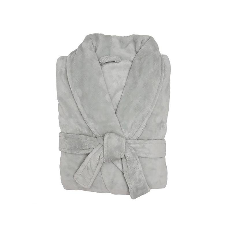 Ultra-soft and comfortable silver robe, great for staying warm in colder season and made from 100% polyester coral fleece.