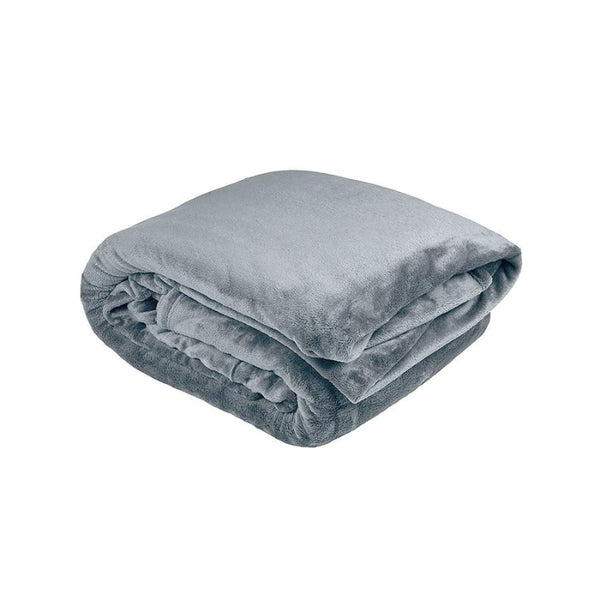 A stack of blue blanket is soft and silky to touch, perfect for warmth on the bed or cosying up on the couch.