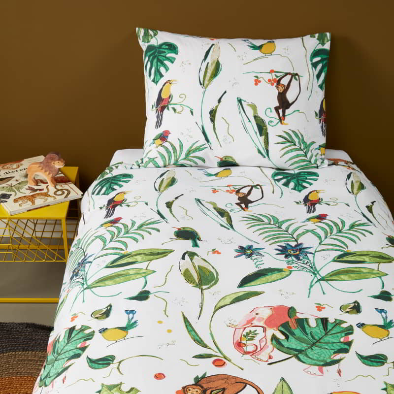 Bedding House Crazy Jungle Cotton Multicoloured Quilt Cover Set (6683494088748)