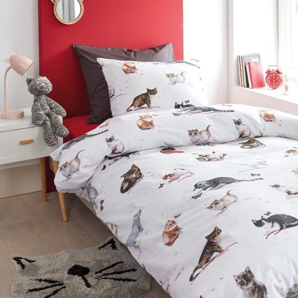 Bedding House Cute Cats Multi Cotton Quilt Cover Set (6831081422892)