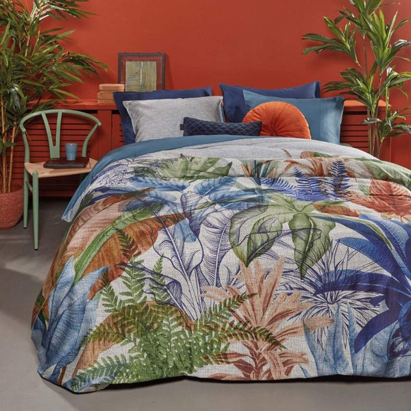 Bedding House Isla Blue Cotton Sateen Quilt Cover Set (6831060811820)