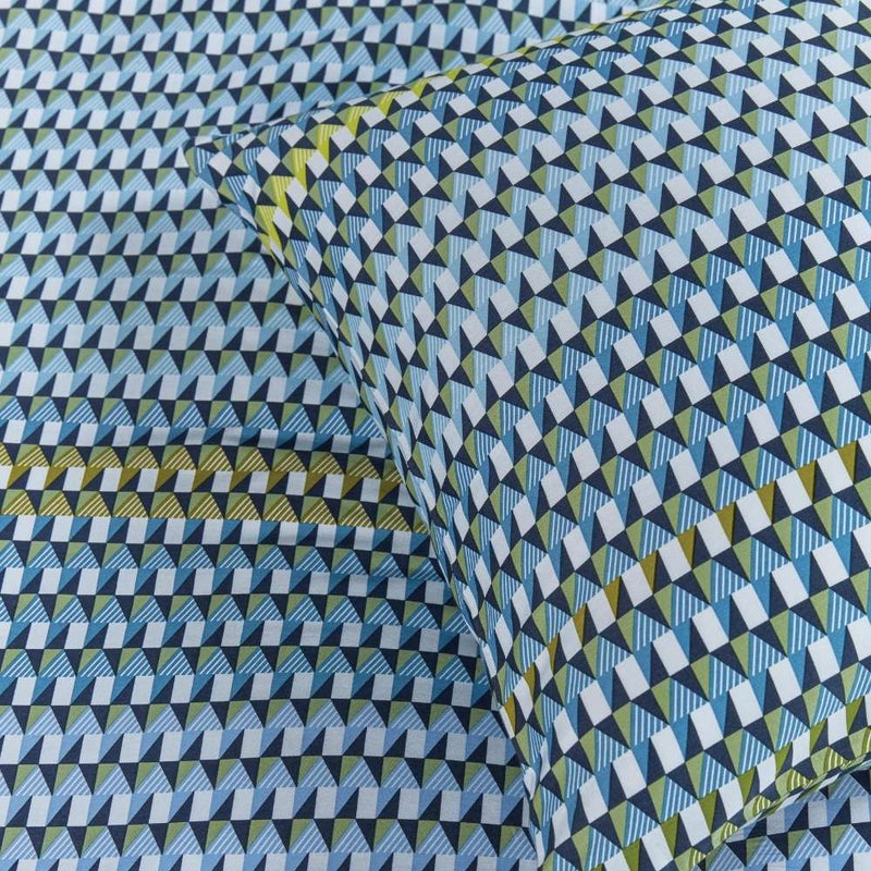 Bedding House Rhythm Blue Green Sateen Cotton Quilt Cover Set (6831061663788)