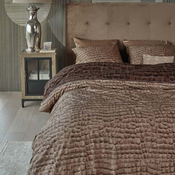 Bedding House Rivièra Maison Croco Cotton Brown Quilt Cover Set (6683621720108)