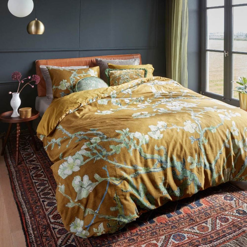 Bedding House Van Gogh Blossoming Ochre Cotton Sateen Quilt Cover Set (6831070937132)