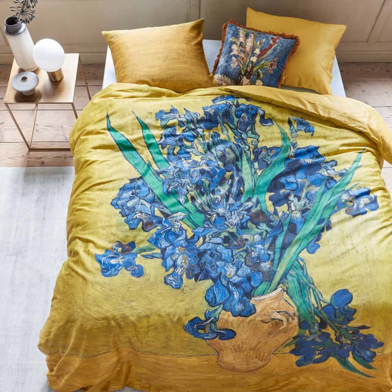 Bedding House Van Gogh Irises Cotton Sateen Yellow Quilt Cover Set (6683656618028)