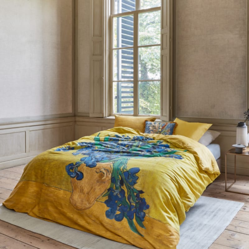 Bedding House Van Gogh Irises Cotton Sateen Yellow Quilt Cover Set (6683656618028)