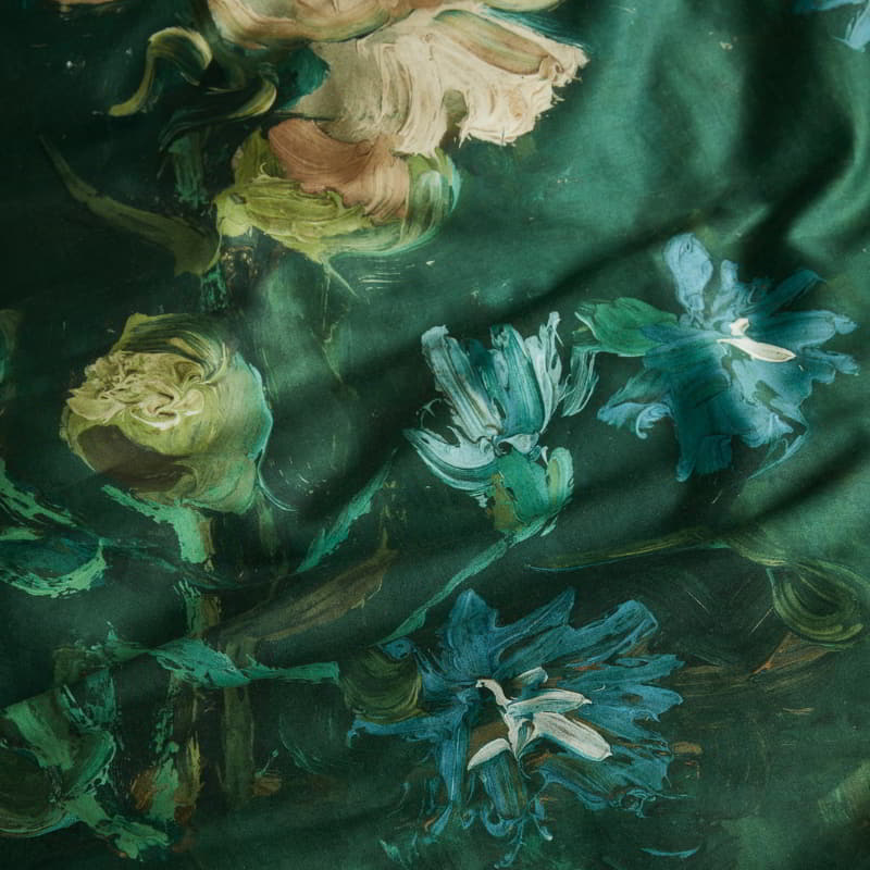 Bedding House Van Gogh Peonies Cotton Sateen Green Quilt Cover Set (6683646656556)