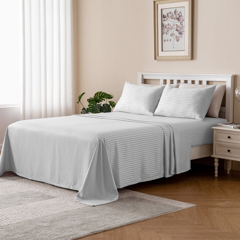 Linenova Brushed Microfibre Striped Bed Sheet Set